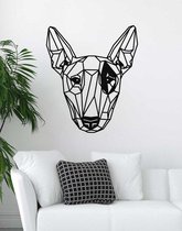 Bull Terrier Geometrisch Hout 70 x 60 cm Black - Honden - Wanddecoratie