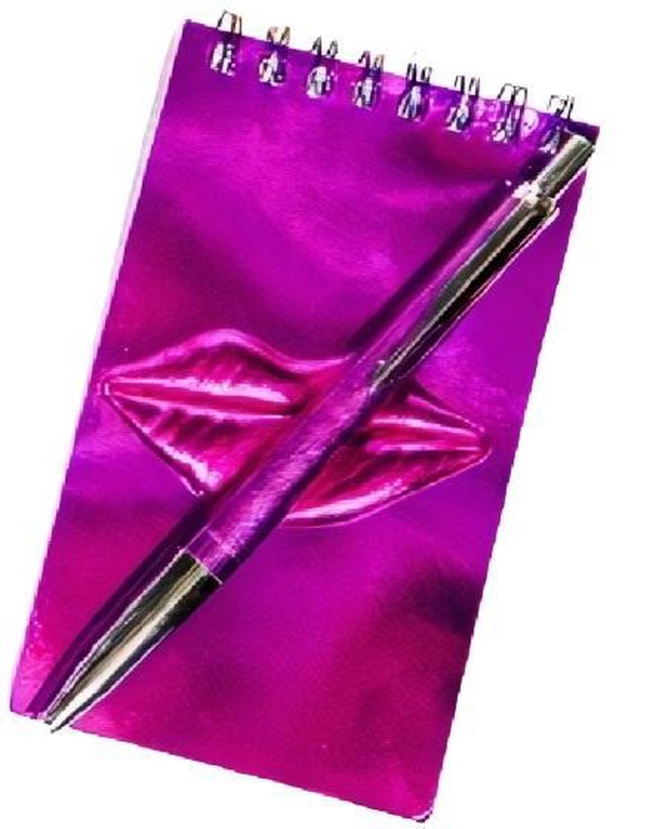 Lg-imports Notitieboekje Glitter Lippen 13 X 8 Cm Papier Roze