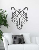 Wolf Geometrisch Hout 80 x 101 cm Black - Wanddecoratie