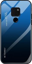 Voor Huawei Mate 20 Gradient Color Glass Case (blauw)