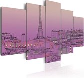 Schilderijen Op Canvas - Schilderij - Lavender sunrise over Paris 100x50 - Artgeist Schilderij