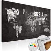 Schilderijen Op Canvas - Afbeelding op kurk - Mundo Negro [Cork Map] 60x40 - Artgeist Schilderij