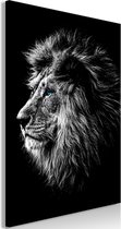 Schilderijen Op Canvas - Schilderij - Blue-eyed Lion (1 Part) Vertical 80x120 - Artgeist Schilderij