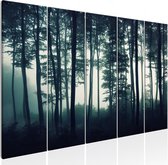 Schilderijen Op Canvas - Schilderij - Dark Forest (5 Parts) Narrow 225x90 - Artgeist Schilderij