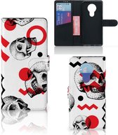GSM Hoesje Nokia 5.3 Bookstyle Case Skull Red