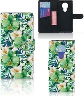 Bookcase Nokia 5.3 GSM Hoesje Orchidee Groen