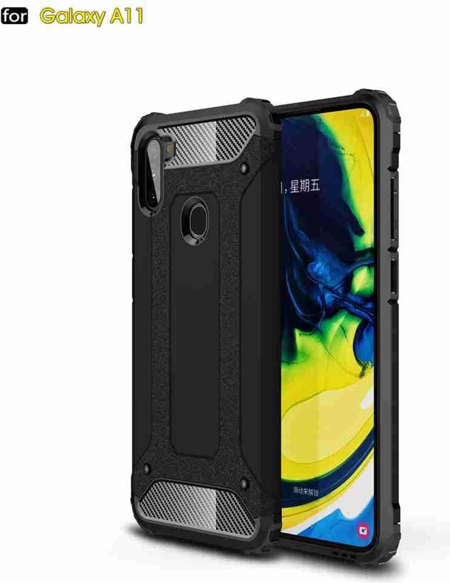 Armor Hybrid Geschikt Voor Samsung Galaxy A11 Hoesje - Zwart