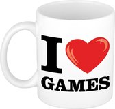 I Love Games cadeau mok / beker wit met hartje 300 ml