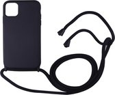 Mat Zwart Backcover hoesje met koord voor Apple iPhone 11 - Siliconen case cover TPU met cord