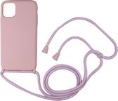 Roze Backcover hoesje met koord voor Apple iPhone 11 - Siliconen case cover TPU met cord