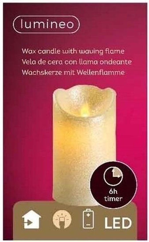 2x Bougie bloc LED blanche Flame 10 cm avec flamme vacillante