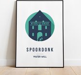 Spoordonk icoonposter Watermolen, A3-formaat (30x40 cm) met lijst