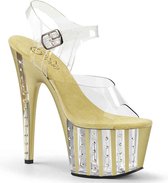 Pleaser Sandaal met enkelband, Paaldans schoenen -38 Shoes- ADORE-708VLRS Paaldans schoenen Beige/Transparant