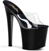 Pleaser Muiltjes -37 Shoes- TABOO-701 Paaldans schoenen Zwart/Transparant