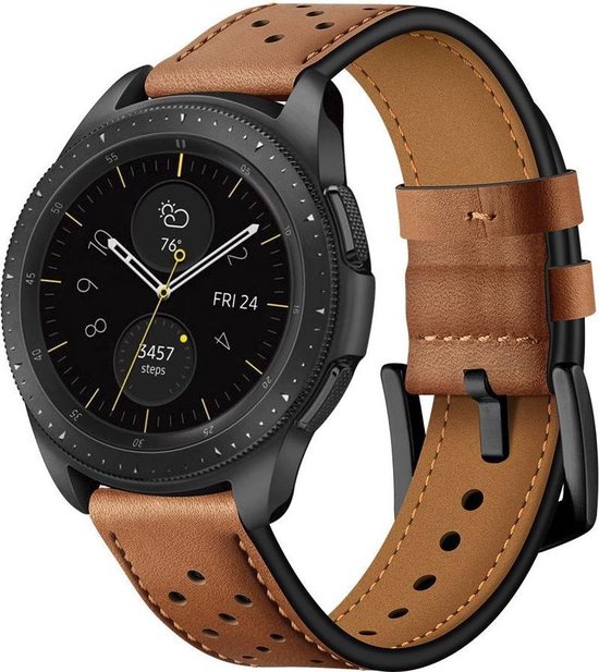 Universeel 20MM Horloge Bandje / Smartwatch Bandje Echt Leer met Gesp Sluiting Bruin