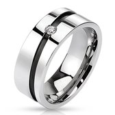 Ring Dames - Ringen Dames - Ringen Mannen - Ringen Vrouwen - Zilverkleurig - Ring - Ringen - Sieraden Vrouw - Met Zwart Middenstuk - Diono XL