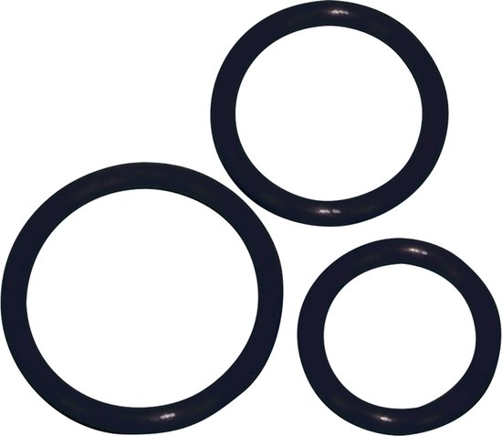 Cock Ring Triple Set Zwart - 3 tailles différentes - Matière flexible -  Pour homme 