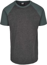 Urban Classics Heren Tshirt -5XL- Raglan Contrast Grijs/Groen