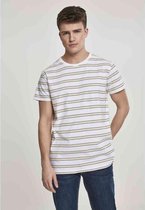 Urban Classics Heren Tshirt -L- Multicolor Stripe Wit/Geel