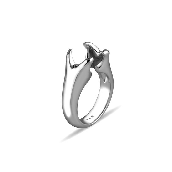 Quiges - 925 Zilver Eligo Ring Gewei voor verwisselbaar 12 mm Bolletje - Maat 19 - NER01619