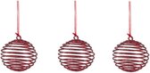 3x Pendentifs de Suspensions de Noël boules spirales rouges 13 cm - Décorations de sapin / Décorations de Noël rouges