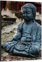 Dibond –Buddha met Muntjes– 80x120cm Foto op Aluminium (Met Ophangsysteem)