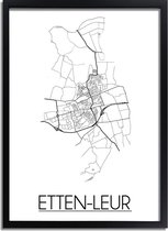 DesignClaud Etten-Leur Plattegrond poster A3 + Fotolijst zwart