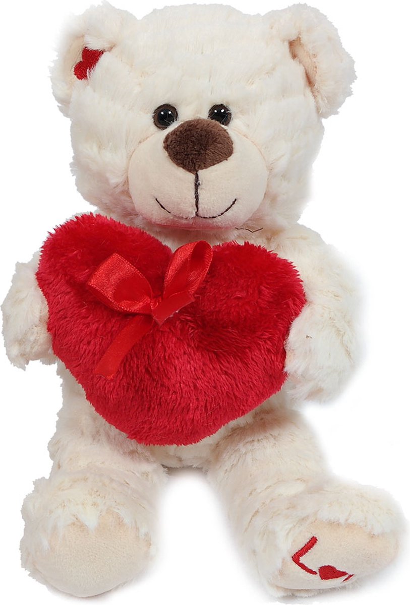 Ours avec coeur blanc - Ours de la Saint-Valentin 20 cm