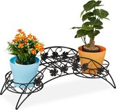 Relaxdays plantenrek - bloemenrek - ijzer - plantentrap - bloementrap - zwart - antiek