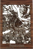 Citymap Amsterdam Notenhout - 40x60 cm - Stadskaart woondecoratie - Wanddecoratie - WoodWideCities