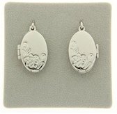 Zilveren Foto medaillon Ovaal met bloemen 2 foto's ketting hanger