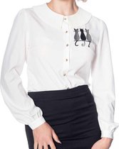 Banned Blouse -XS- Creative cat Katten Wit