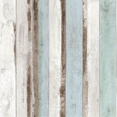 Horizons sloophout beige/blauw (hout vliesbehang, multicolor)