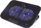 DELTACO LTC-100, Laptopkoeler voor laptops tot 15,6 ", 2x120 mm ventilatoren met blauwe LED-lampjes, 5 ondersteuningsstanden, zwart