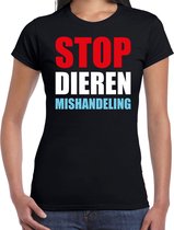 Stop dieren mishandeling demonstratie / protest t-shirt zwart voor dames XL