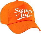 Super juf cadeau pet / baseball cap oranje voor dames - bedankt kado voor een juf / leerkracht