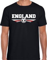 Engeland / England landen / voetbal t-shirt met wapen in de kleuren van de Engelse vlag - zwart - heren - Engeland landen shirt / kleding - EK / WK / voetbal shirt S