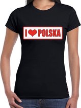 I love Polska / Polen landen t-shirt zwart dames XS
