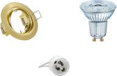 LED Spot Set - OSRAM Parathom PAR16 927 36D - GU10 Fitting - Dimbaar - Inbouw Rond - Mat Goud - 3.7W - Warm Wit 2700K - Kantelbaar Ø83mm - BES LED