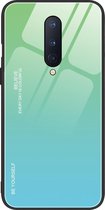 Voor OnePlus 8 glazen case met kleurverloop (hemelsblauw)