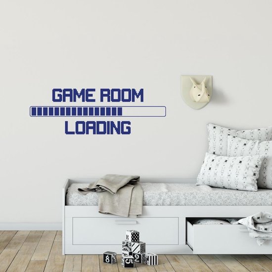 Muursticker Game Room Loading - Donkerblauw - 120 x 40 cm - baby en kinderkamer engelse teksten