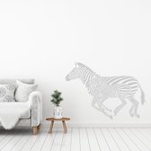 Muursticker Kleine En Grote Zebra -  Zilver -  140 x 100 cm  -  woonkamer  alle muurstickers  slaapkamer  dieren - Muursticker4Sale