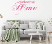 Muursticker Welcome Home Met Hartje -  Roze -  80 x 42 cm  -  woonkamer  engelse teksten  alle - Muursticker4Sale