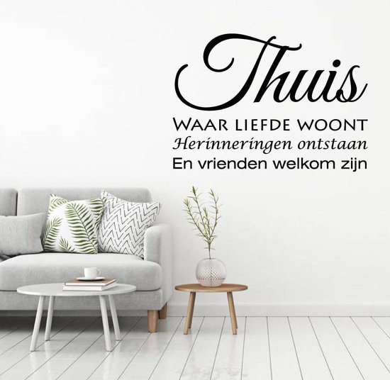 Muursticker Thuis waar liefde woont.. - Groen - 100 x 71 cm woonkamer