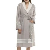Gevoerde Hamam Badjas Krem Sultan Taupe - S - Hotelkwaliteit - Sjaalkraag - Luxe badjas - Badstof - Sauna Badjas - Ochtendjas - Badmantel