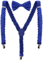 Zac's Alter Ego Bretels Sequin Bow Tie & Suspenders Set Blauw