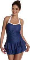 Pussy Deluxe - Classic Lovely Chic Badpak - XS - Blauw/Wit
