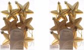 12x Gouden sterren kerstballen 7 cm - Glans/mat/glitter - Onbreekbare plastic kerstballen - Kerstboomversiering goud