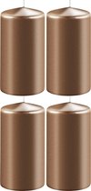 4x Metallic koperen cilinderkaarsen/stompkaarsen 6 x 10 cm 36 branduren - Geurloze kaarsen metallic koper - Woondecoraties