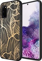 iMoshion Hoesje Geschikt voor Samsung Galaxy S20 Hoesje Siliconen - iMoshion Design hoesje - Goud / Zwart / Golden Leaves